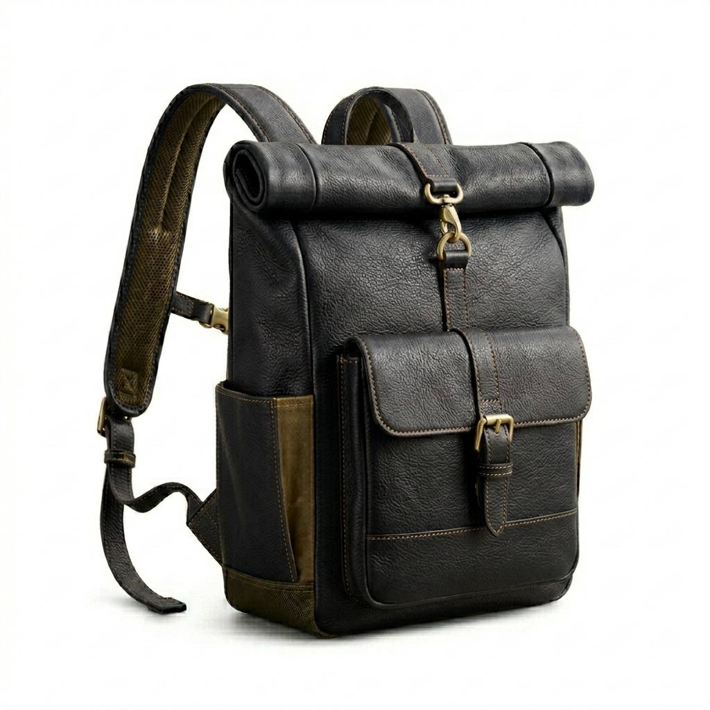 Structured Leather Backpack for Commute & Travel