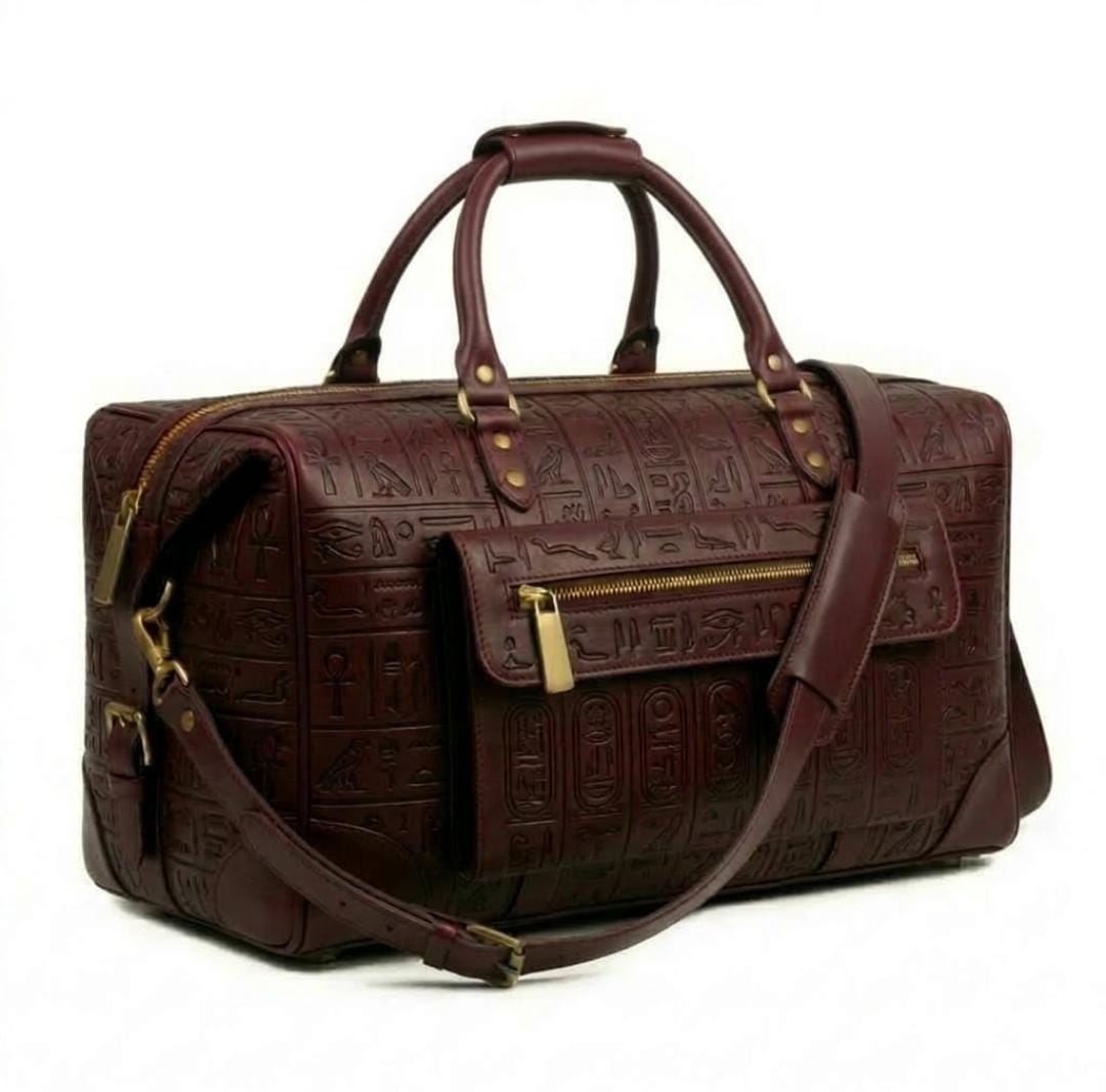 Egyptian Embossed Leather Travel Bag