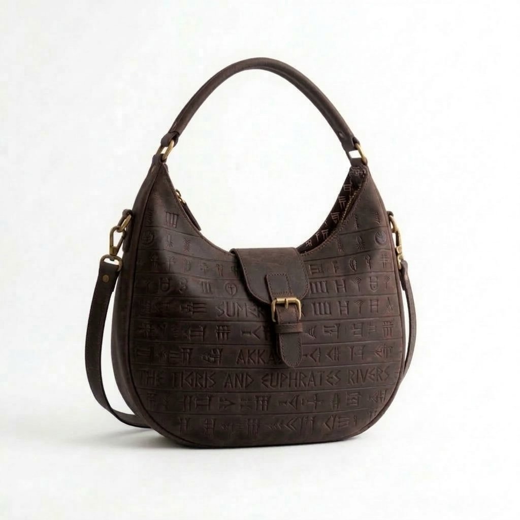 Mesopotamian Script Leather Handbag