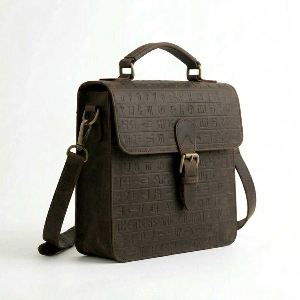 Mesopotamian Engraved Leather Handbag