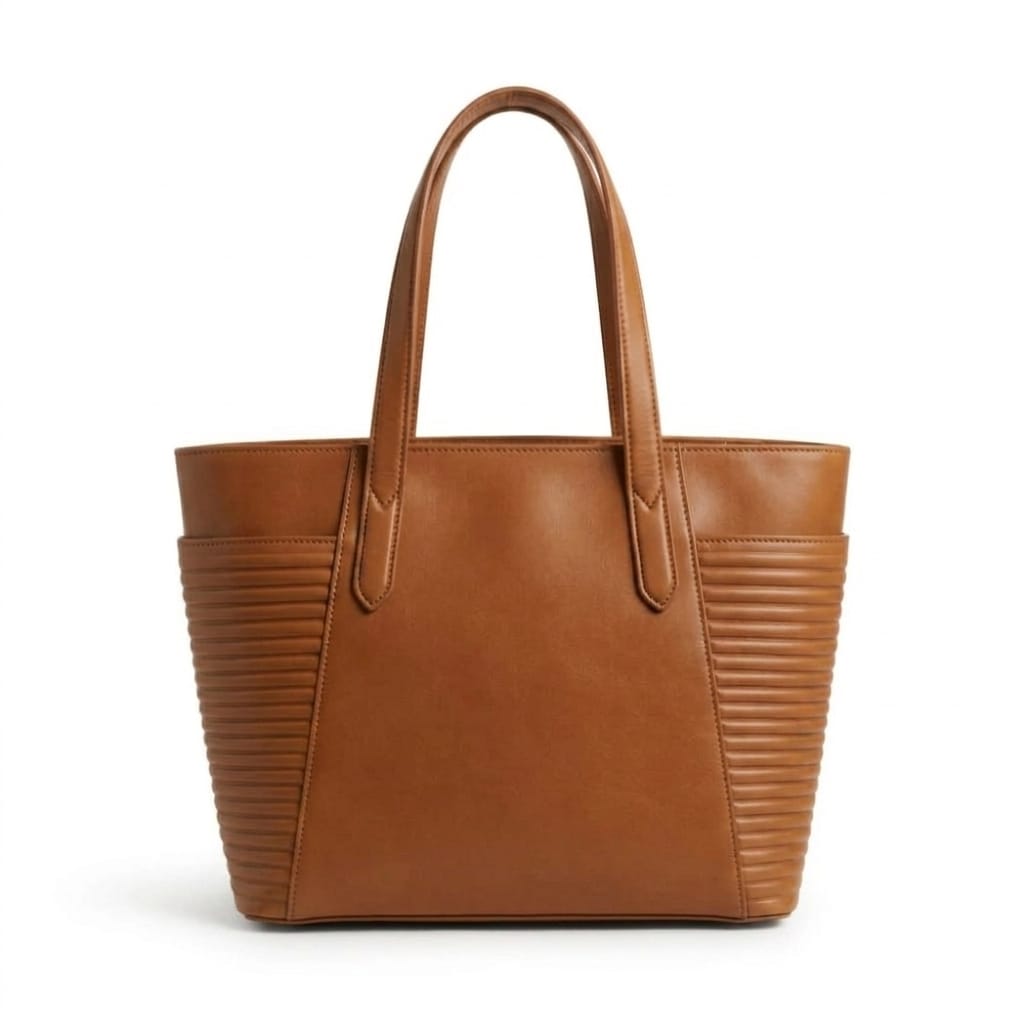 Handmade Ribbed Leather Tote Bag