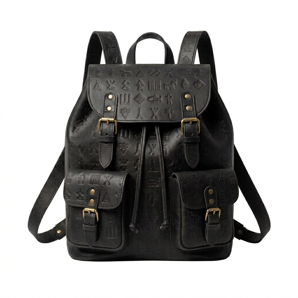 Mesopotamian Embossed Leather Backpack
