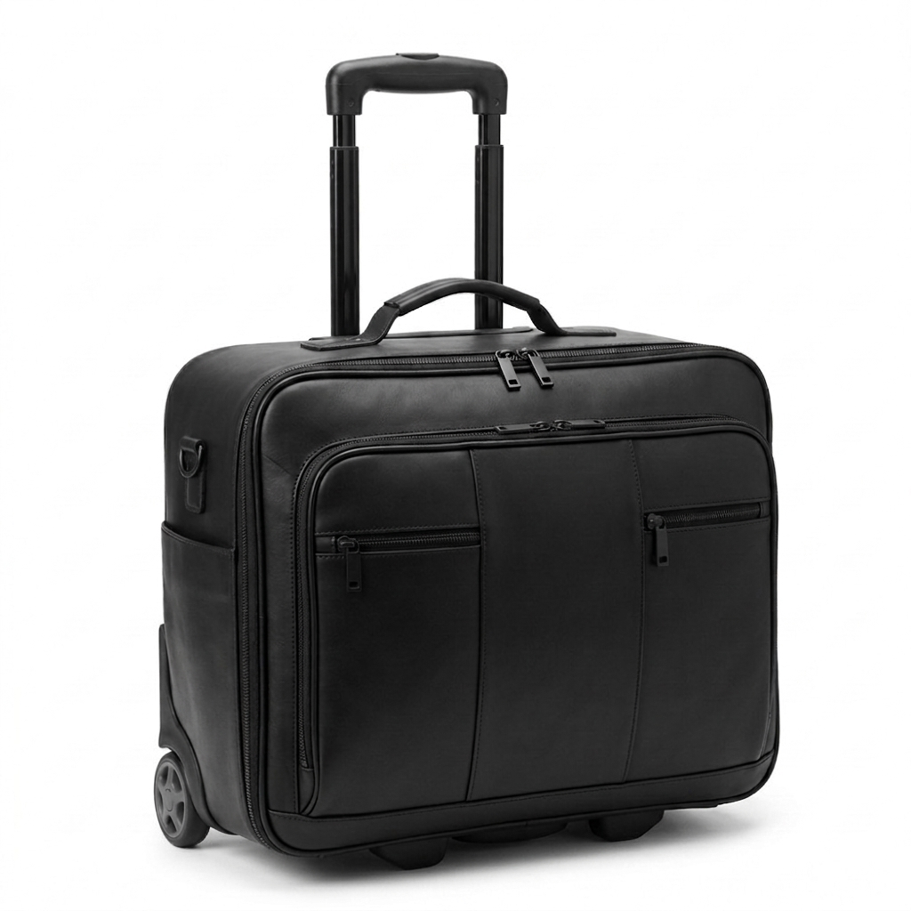Luxury Leather Laptop Trolley Bag